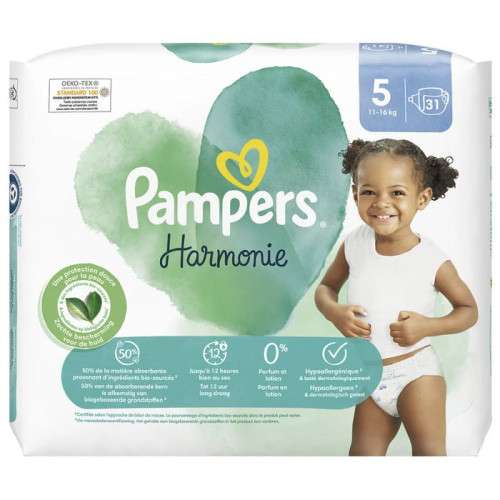 Pampers Harmonie Taille 5 11-16kg 31 Unités - Douceur et Protection 12h -  Pharma360