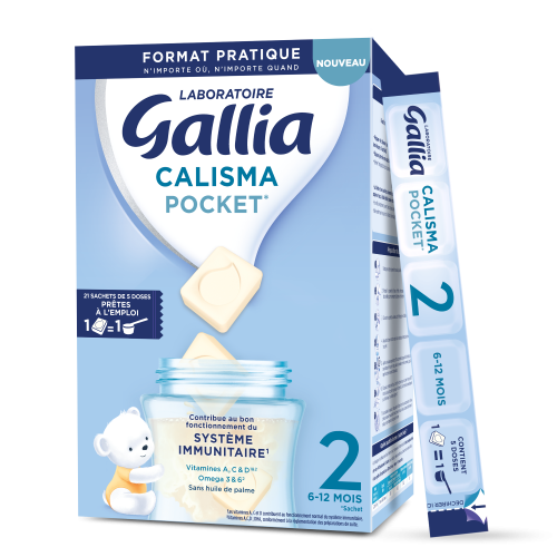 CALISMA POCKET - Lait en Poudre 2ème Âge - De 6 à 12 mois, 21 Sachets de 5 Doses Prêtes à l'Emploi