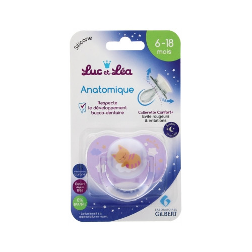 Sucette Silicone Anatomique avec Anneau 6-18 Mois Spéciale Nuit