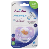 Sucette Silicone Anatomique avec Anneau 6-18 Mois Spéciale Nuit