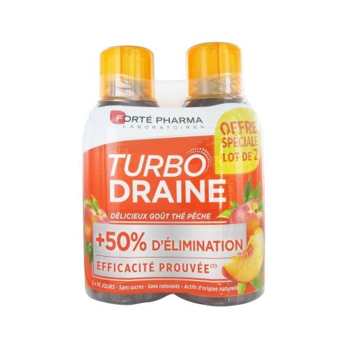 Turbodraine solution buvable goût thé vert pêche 2x500ml