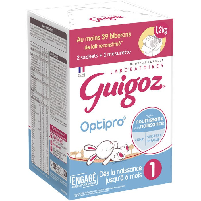 Pharma360 - GUIGOZ Lait 1er Âge 1.2kg - DHA Oméga 3, Développement Nerveux  Bébé