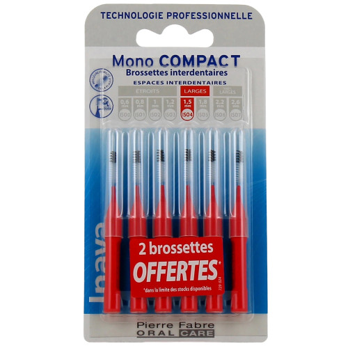 Inava Brossettes Interdentaires Mono Compact par 4 - 1,5 mm Rouge 4+2 Offertes Inava Brossettes Interdentaires Mono Compact par 4 - 1,5 mm Rouge 4+2 Offertes