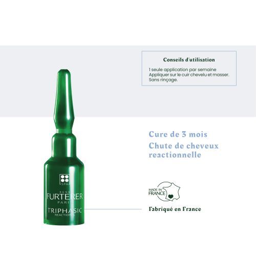 Triphasic Reactional rituel antichute 12 x 5 ml + Shampooing Triphasic 100 ml Offert