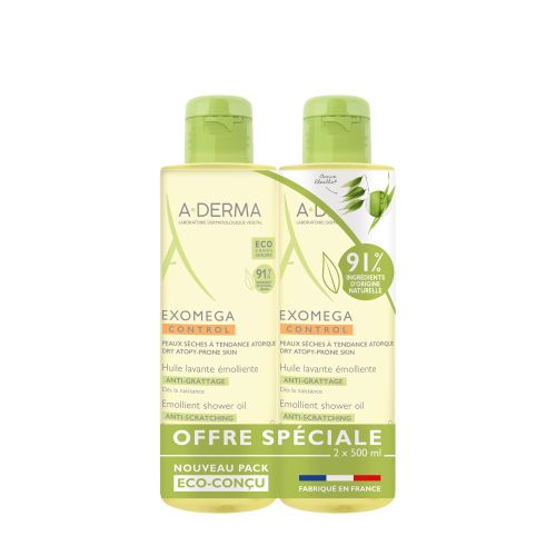 Exomega Control huile lavante émolliente 500 ml - lot de 2 Exomega Control huile lavante émolliente 500 ml - lot de 2