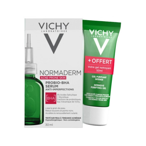 Vichy Normaderm Probio-BHA Sérum Anti-Imperfections 30 ml + Gel Nettoyant Purifiant Profond 50 ml Offert Vichy Normaderm Probio-BHA Sérum Anti-Imperfections 30 ml + Gel Nettoyant Purifiant Profond 50 ml Offert