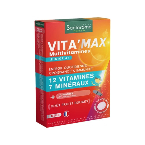 Vita'Max Multivitamines Junior 30 Comprimés à Croquer Vita'Max Multivitamines Junior 30 Comprimés à Croquer