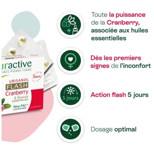 Urisanol Flash Cranberry, 10 gélules + 10 capsules