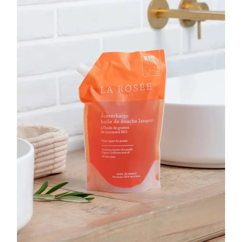 Eco Recharge Huile de Douche Lavante à l'Huile de Graines de Tournesol Bio - Tous Types de Peaux, 800ml