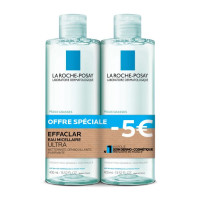 Eau Micellaire Ultra Nettoyante Démaquillante Purifiante 2x400ml Effaclar Peaux Grasses La Roche-Posay