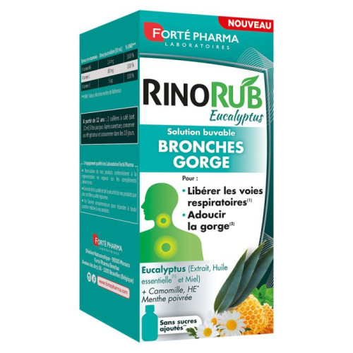 Solution Buvable Bronches et Gorge 120ml RinoRub Eucalyptus Forté Pharma Solution Buvable Bronches et Gorge 120ml RinoRub Eucalyptus Forté Pharma