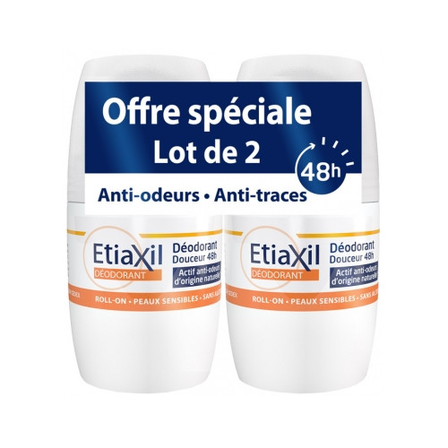 Etiaxil Déodorant Douceur 48H Roll-On Lot de 2 x 50 ml Etiaxil Déodorant Douceur 48H Roll-On Lot de 2 x 50 ml