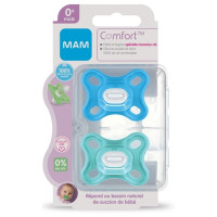 MAM Comfort 2 Sucettes Silicone 0+ Mois - Apaisantes, Orthodontiques