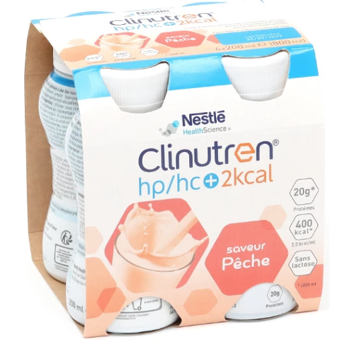 Clinutren HP/HC+ boisson saveur pêche 4x200 ml Clinutren HP/HC+ boisson saveur pêche 4x200 ml