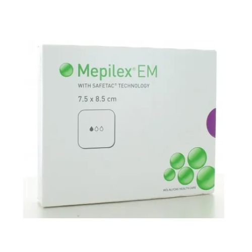 MEPILEX EM 7.5 x 8.5 cm Pansement hydrocellulaire Siliconé, Extramince, Microadhérence