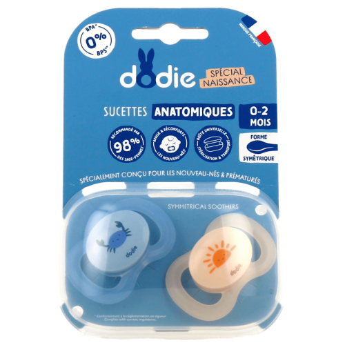 2X SUCETTES ANATOMIQUES 0-2 MOIS SPÉCIAL NAISSANCE BLEU ET ORANGE 2X SUCETTES ANATOMIQUES 0-2 MOIS SPÉCIAL NAISSANCE BLEU ET ORANGE