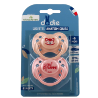 SUCETTE ANATOMIQUE +6 MOIS TOUT FEU FLAMME SILICONE LOT DE 2 DODIE