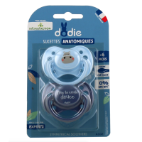 SUCETTE ANATOMIQUE +6 MOIS J'ME LA COULE DOUCE SILICONE LOT DE 2 DODIE