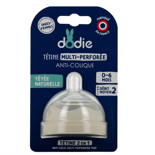 Tétine multi perforée anti-colique 0-6 mois débit 2