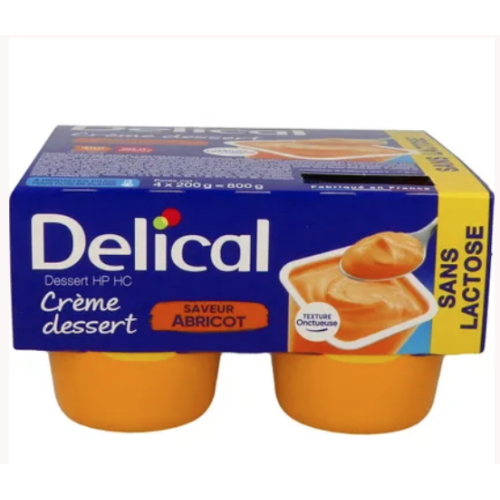 Crème Dessert HP HC Sans Lactose Saveur Abricot 4 x 200g Crème Dessert HP HC Sans Lactose Saveur Abricot 4 x 200g