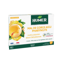 HUMER Mal de Gorge Aigu Pharyngite Miel Citron 20 Pastilles