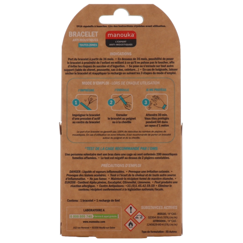 Bracelet Anti-Moustiques Mauve avec 1 recharge