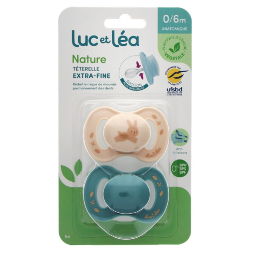 Nature 2 Sucettes Anatomiques Téterelle Extra-Fine 0-6 Mois Beige Lapin et Bleu Nature 2 Sucettes Anatomiques Téterelle Extra-Fine 0-6 Mois Beige Lapin et Bleu