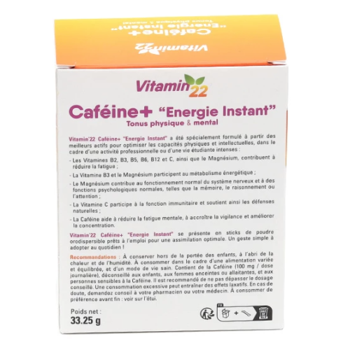 Vitamin'22 Caféine + Energie Instant 14 sticks