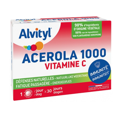 Acérola 1000 Vitamine C 30 Comprimés à Croquer Acérola 1000 Vitamine C 30 Comprimés à Croquer
