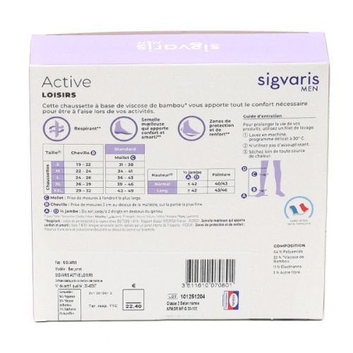 Sigvaris Active Loisirs Chaussettes de Contention Homme Classe 2