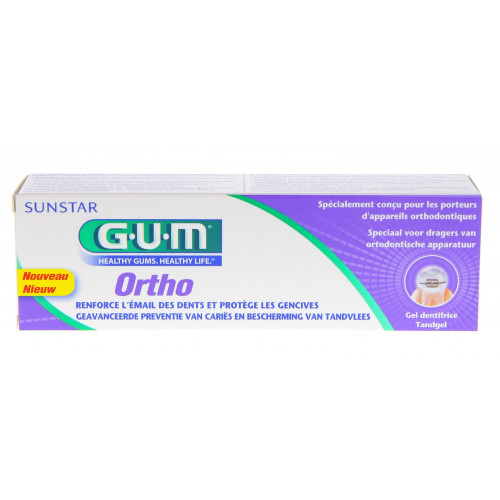 GUM Ortho Dentifrice Gel 75mL - Protection et Fraîcheur Menthe Verte
