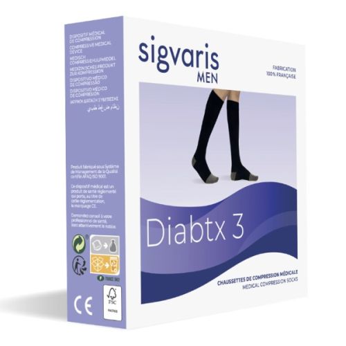 Sigvaris Diabtx3 Chaussettes de Contention Homme Classe 3