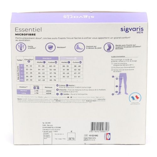 Sigvaris Essentiel Microfibre Bas de Contention Pieds Ouverts Homme Classe 2