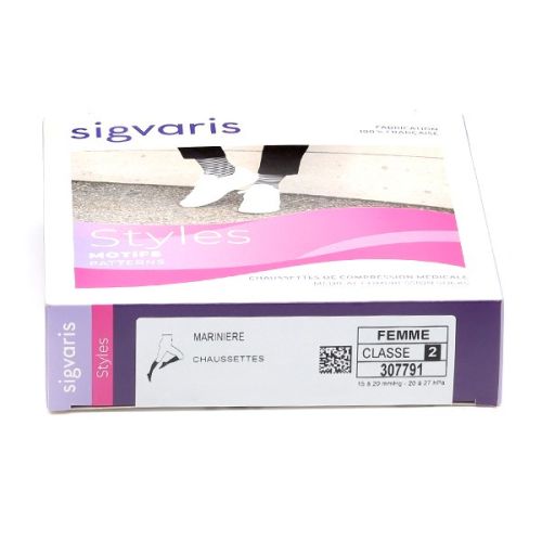 Sigvaris Styles Motifs Marinière Chaussettes de contention Femmes Classe 2 Sigvaris Styles Motifs Marinière Chaussettes de contention Femmes Classe 2