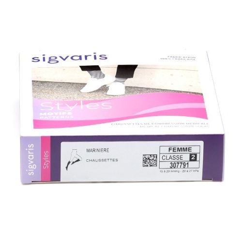 Sigvaris Styles Motifs Marinière Chaussettes de contention Femmes Classe 2