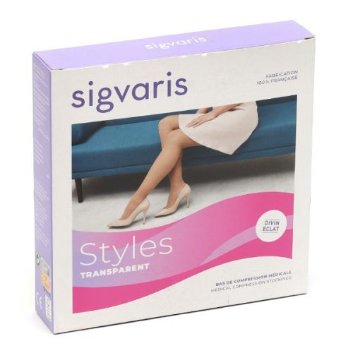 Sigvaris Styles Transparent Collant de contention Pieds ouverts Femme Classe 2 Sigvaris Styles Transparent Collant de contention Pieds ouverts Femme Classe 2