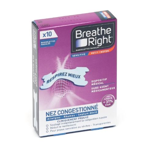 Breathe Right Sensitive 10 bandelettes nasales Breathe Right Sensitive 10 bandelettes nasales