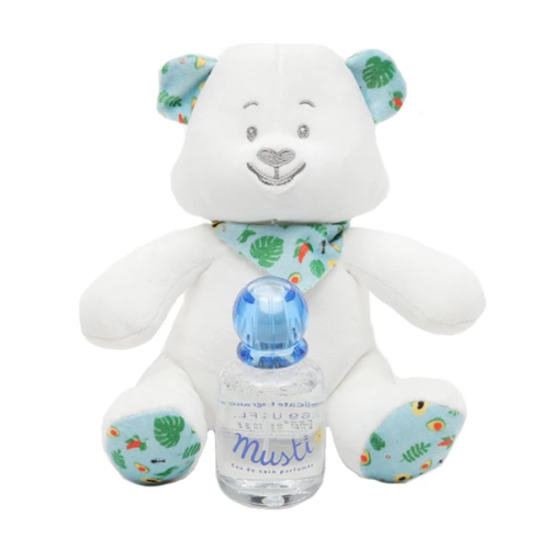 Coffret Cadeau Naissance Musti : Parfum, Peluche