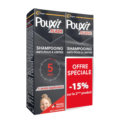 POUXIT FLASH - Shampoing Anti-Poux et Lentes 2 x 100 ml