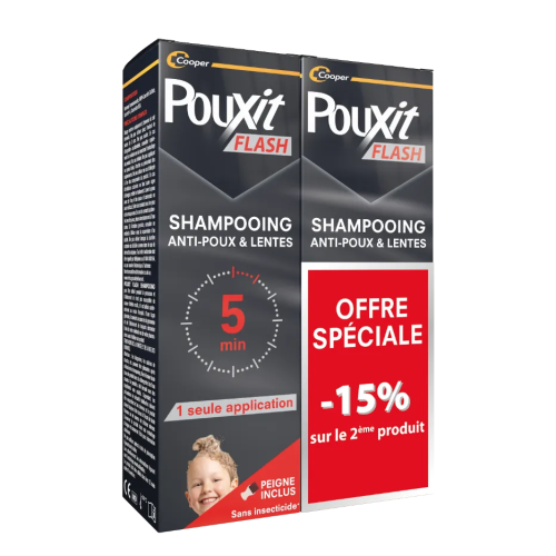 POUXIT FLASH - Shampoing Anti-Poux et Lentes 2 x 100 ml POUXIT FLASH - Shampoing Anti-Poux et Lentes 2 x 100 ml