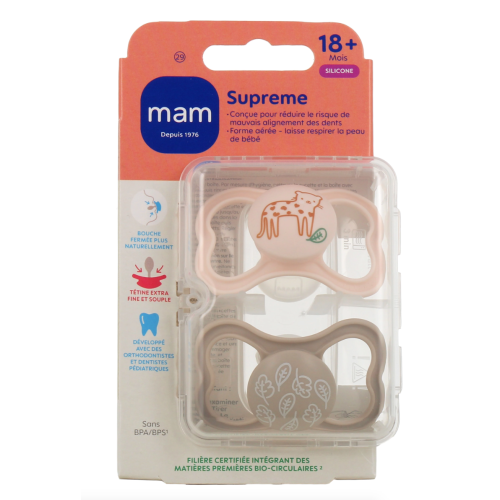 Supreme Sucettes anatomiques silicone 18 Mois et + Jour