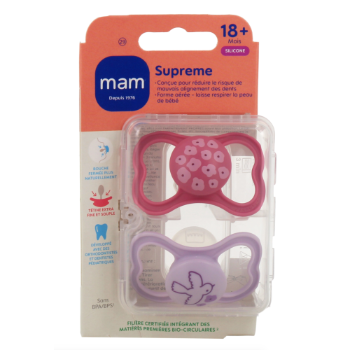 Supreme Sucettes anatomiques silicone 18 Mois et + Jour