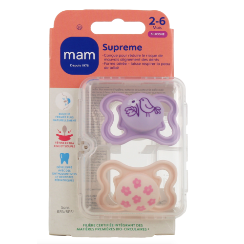 Supreme Sucettes anatomiques silicone 2-6 Mois Jour Supreme Sucettes anatomiques silicone 2-6 Mois Jour
