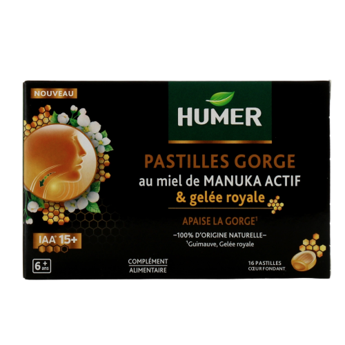 Pastilles Gorge au Miel de Manuka Actif & Gelée royale 16 pastilles Pastilles Gorge au Miel de Manuka Actif & Gelée royale 16 pastilles