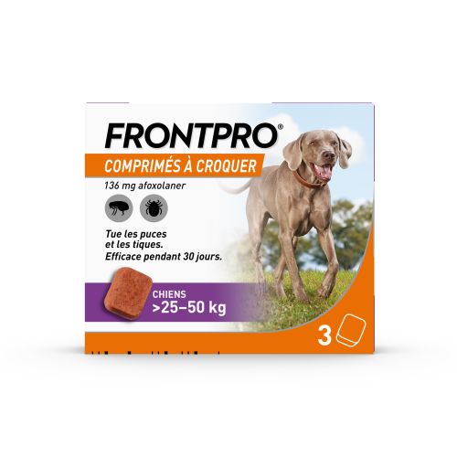 Frontpro Comprimés Antiparasitaire 25-50 Kg, 3 comprimés Frontpro Comprimés Antiparasitaire 25-50 Kg, 3 comprimés