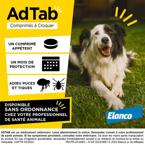 AdTab 112 mg Traitement Puces et Tiques Chien 2,5 à 5,5 kg - 3 Comprimés