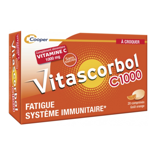 Vitascorbol Vitamine C 1000 20 comprimés à croquer