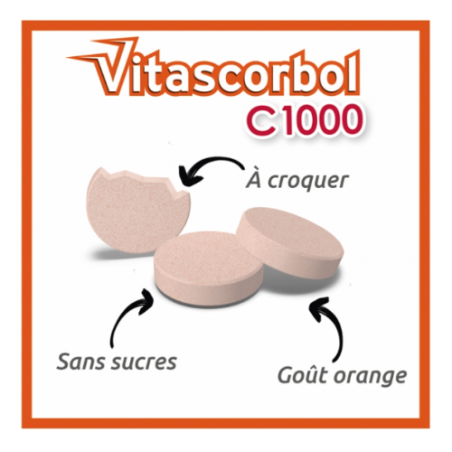 Vitascorbol Vitamine C 1000 20 comprimés à croquer
