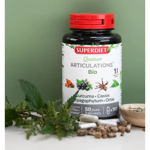 Quatuor Curcuma Cassis Harpagophytum et Ortie Bio 150 gélules