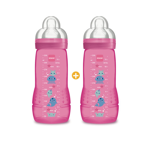 MAM Biberons 2eme Age Candy Pink Clearline 660mL - Anti-colique